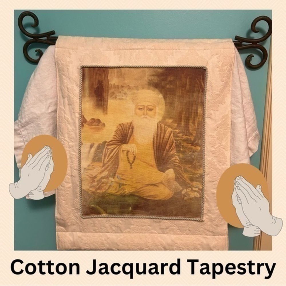 Guru Ram Das High Quality Jacquard Tapestry on Wrought Iron Hanger